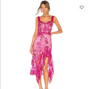 Bronx and Banco Eva Midi Dress Fuschia